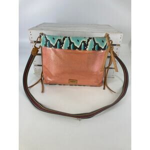 CONSUELA PEACH SPARKEL, TEAL ANIMAL PRINT MEIDUM WOMENS CROSSBODY BAG